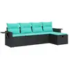 Image de vidaXL Ensemble de salon de jardin 5 pièces avec coussins noir poly rotin