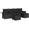 Image de vidaXL Ensemble de salon de jardin 6 pièces avec coussins noir poly rotin