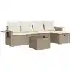 Image de vidaXL Ensemble de salon de jardin 6 pièces avec coussins Beige Poly Rattan