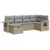 Image de vidaXL Ensemble de salon de jardin 6 pièces avec coussins Beige Poly Rattan