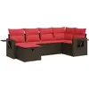 Image de vidaXL Ensemble de salon de jardin 6 pièces avec coussins Marron Poly Rattan