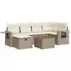 Image de vidaXL Ensemble de salon de jardin 7 pièces avec coussins Beige Poly Rattan