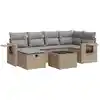 Image de vidaXL Ensemble de salon de jardin 7 pièces avec coussins Beige Poly Rattan