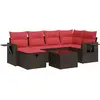 Image de vidaXL Ensemble de salon de jardin 7 pièces avec coussins Marron Poly rotin
