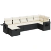Image de vidaXL Ensemble de salon de jardin 7 pièces avec coussins noir poly rotin
