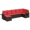 Image de vidaXL Ensemble de salon de jardin 7 pièces avec coussins Marron Poly rotin