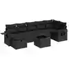 Image de vidaXL Ensemble de jardin canapé 8 pièces avec coussins noir poly rotin
