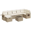 Image de vidaXL Ensemble de jardin canapé 8 pièces avec coussins Beige Poly Rattan