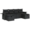 Image de vidaXL Ensemble de salon de jardin 6 pièces avec coussins noir poly rotin