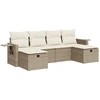 Image de vidaXL Ensemble de salon de jardin 6 pièces avec coussins Beige Poly Rattan