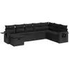 Image de vidaXL Ensemble de jardin canapé 8 pièces avec coussins noir poly rotin