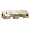 Image de vidaXL Ensemble de salon de jardin 9 pièces avec coussins beige Poly rotin