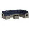Image de vidaXL Ensemble de salon de jardin 9 pièces avec coussins Gris Poly rotin