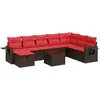 Image de vidaXL Ensemble de salon de jardin 9 pièces avec coussins Marron Poly Rattan