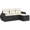 Image de vidaXL Ensemble de salon de jardin 4 pièces avec coussins noir poly rotin
