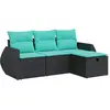 Image de vidaXL Ensemble de salon de jardin 4 pièces avec coussins noir poly rotin