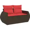 Image de vidaXL Ensemble de salon de jardin 4 pièces avec coussins Marron Poly Rattan