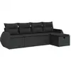 Image de vidaXL Ensemble de salon de jardin 5 pièces avec coussins noir poly rotin