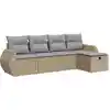 Image de vidaXL Ensemble de salon de jardin 5 pièces avec coussins Beige Poly Rattan
