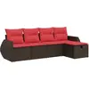 Image de vidaXL Ensemble de salon de jardin 5 pièces avec coussins Marron Poly Rattan