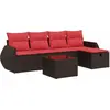 Image de vidaXL Ensemble de salon de jardin 6 pièces avec coussins Marron Poly Rattan
