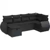 Image de vidaXL Ensemble de salon de jardin 6 pièces avec coussins noir poly rotin