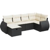 Image de vidaXL Ensemble de salon de jardin 6 pièces avec coussins noir poly rotin