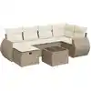Image de vidaXL Ensemble de salon de jardin 7 pièces avec coussins Beige Poly Rattan