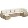 Image de vidaXL Ensemble de salon de jardin 7 pièces avec coussins Beige Poly Rattan