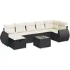 Image de vidaXL Ensemble de jardin canapé 8 pièces avec coussins noir poly rotin