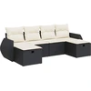 Image de vidaXL Ensemble de salon de jardin 6 pièces avec coussins noir poly rotin
