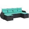 Image de vidaXL Ensemble de salon de jardin 6 pièces avec coussins noir poly rotin