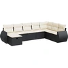Image de vidaXL Ensemble de jardin canapé 8 pièces avec coussins noir poly rotin