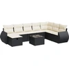 Image de vidaXL Ensemble de salon de jardin 9 pièces avec coussins noir poly rotin