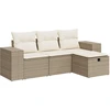 Image de vidaXL Ensemble de salon de jardin 4 pièces avec coussins Beige Poly Rattan