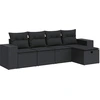 Image de vidaXL Ensemble de salon de jardin 5 pièces avec coussins noir poly rotin