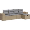 Image de vidaXL Ensemble de salon de jardin 5 pièces avec coussins Beige Poly Rattan