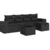 Image de vidaXL Ensemble de salon de jardin 6 pièces avec coussins noir poly rotin