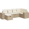 Image de vidaXL Ensemble de salon de jardin 6 pièces avec coussins Beige Poly Rattan