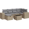 Image de vidaXL Ensemble de salon de jardin 7 pièces avec coussins Beige Poly Rattan