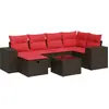 Image de vidaXL Ensemble de salon de jardin 7 pièces avec coussins Marron Poly rotin