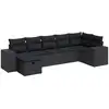 Image de vidaXL Ensemble de salon de jardin 7 pièces avec coussins noir poly rotin