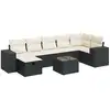 Image de vidaXL Ensemble de jardin canapé 8 pièces avec coussins noir poly rotin