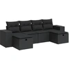 Image de vidaXL Ensemble de salon de jardin 6 pièces avec coussins noir poly rotin