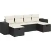 Image de vidaXL Ensemble de salon de jardin 6 pièces avec coussins noir poly rotin