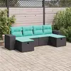 Image de vidaXL Ensemble de salon de jardin 6 pièces avec coussins noir poly rotin