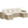 Image de vidaXL Ensemble de salon de jardin 6 pièces avec coussins Beige Poly Rattan