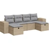 Image de vidaXL Ensemble de salon de jardin 6 pièces avec coussins Beige Poly Rattan