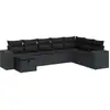 Image de vidaXL Ensemble de jardin canapé 8 pièces avec coussins noir poly rotin