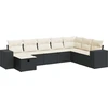Image de vidaXL Ensemble de jardin canapé 8 pièces avec coussins noir poly rotin